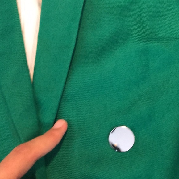 MANGO SUIT green blazer jacket women cotton linen career - Picture 17 of 17